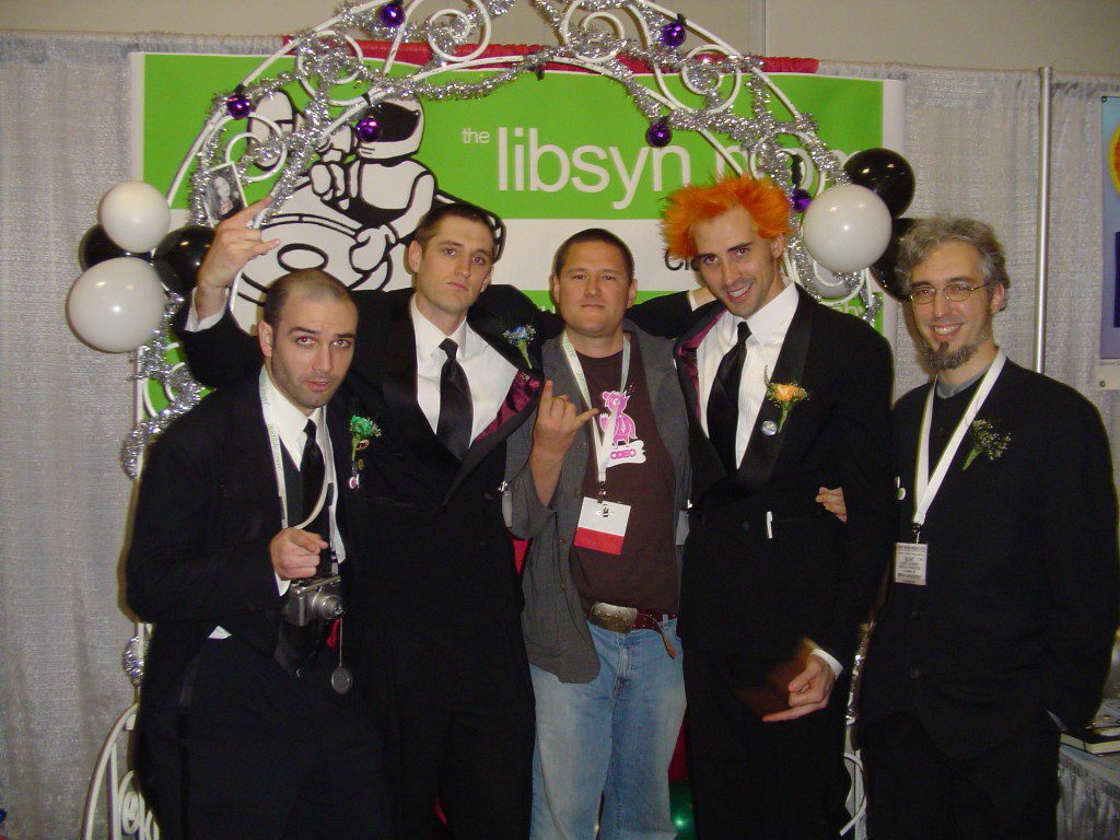 Dave Mansueto, Matt Hoopes, Noah Glass, Dave Chekan, Blunt Jackson at the Portable Media Expo and Podcasting Conference 2005 - Official Libsyn Blog libsyn founders libsyn history podcast expo