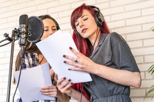 two podcasters interviewing each other