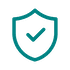 A teal checkmark inside the outline of a teal shield on white.