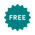 The word FREE in white inside a burst of teal.