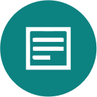Turquoise icon with white lined page.