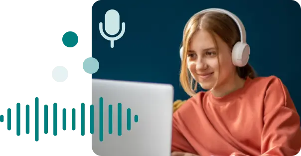 Image of a Woman podcast recording on a laptop