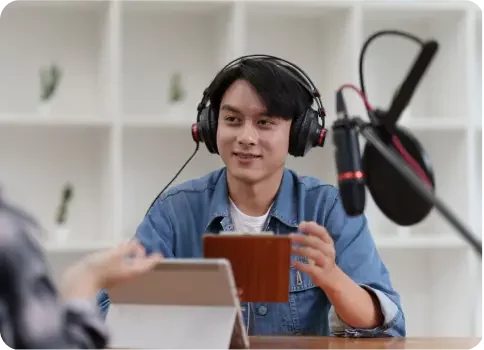 Man Podcasting